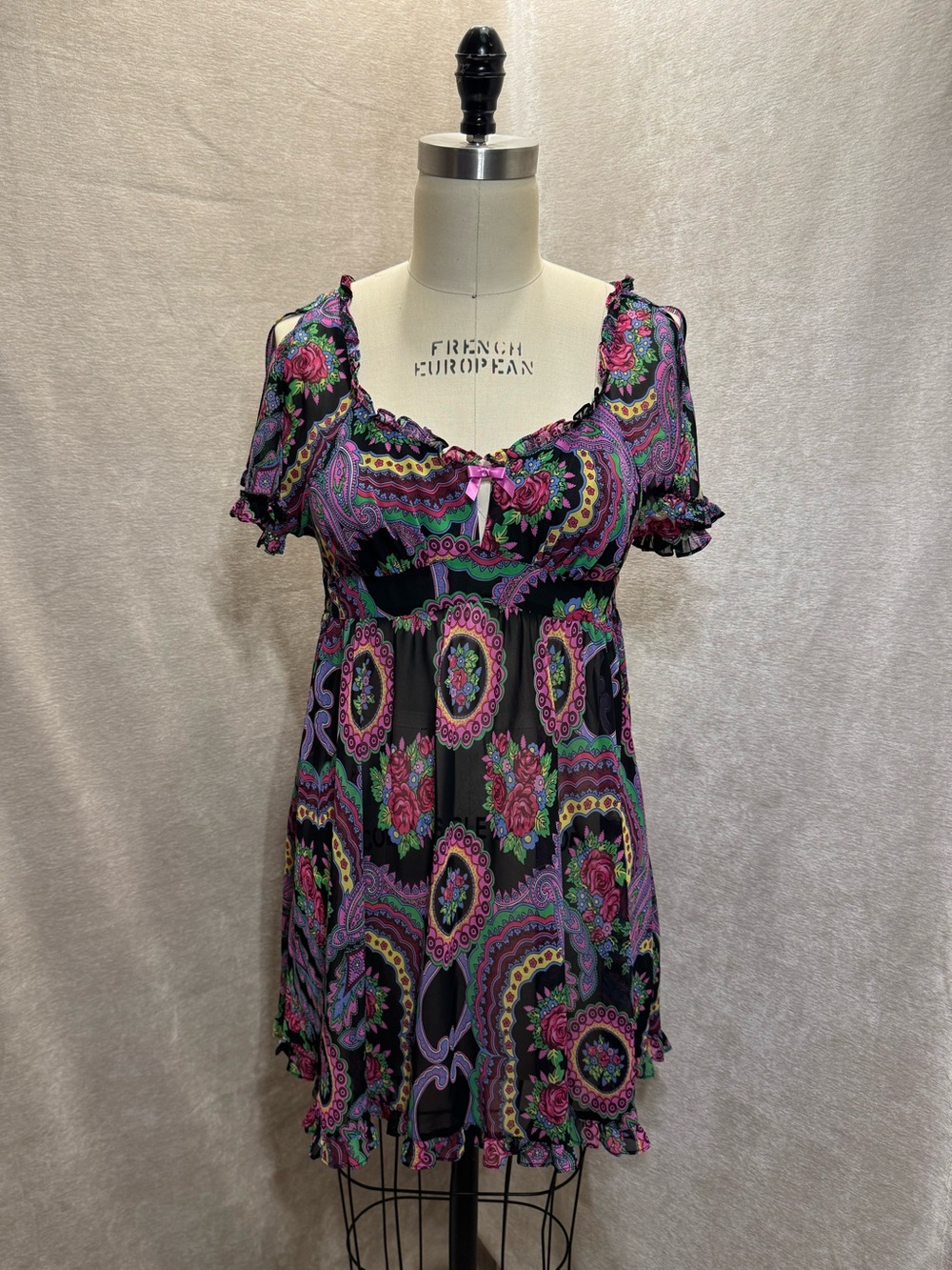 Y2K Betsey Johnson Intimates Paisley Dress
